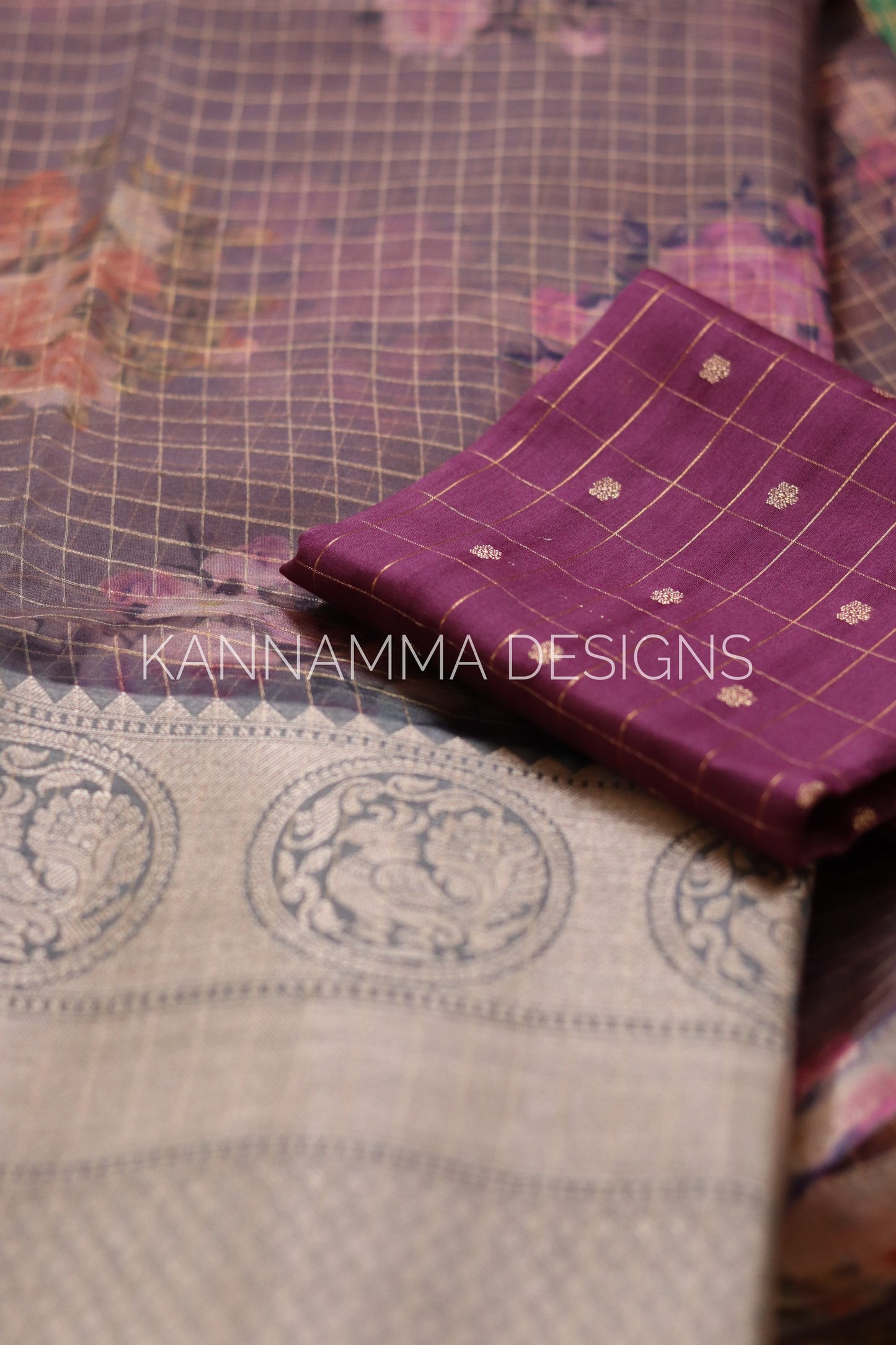 Kanchi Organzas - Purplish Grey (KS156)