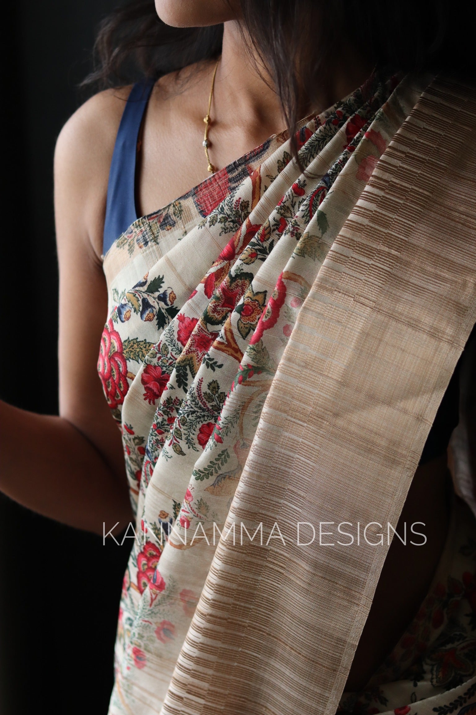 Tussar Ghicha Silk Saree with Beautiful Embroidered Design and Running  Blouse Piece