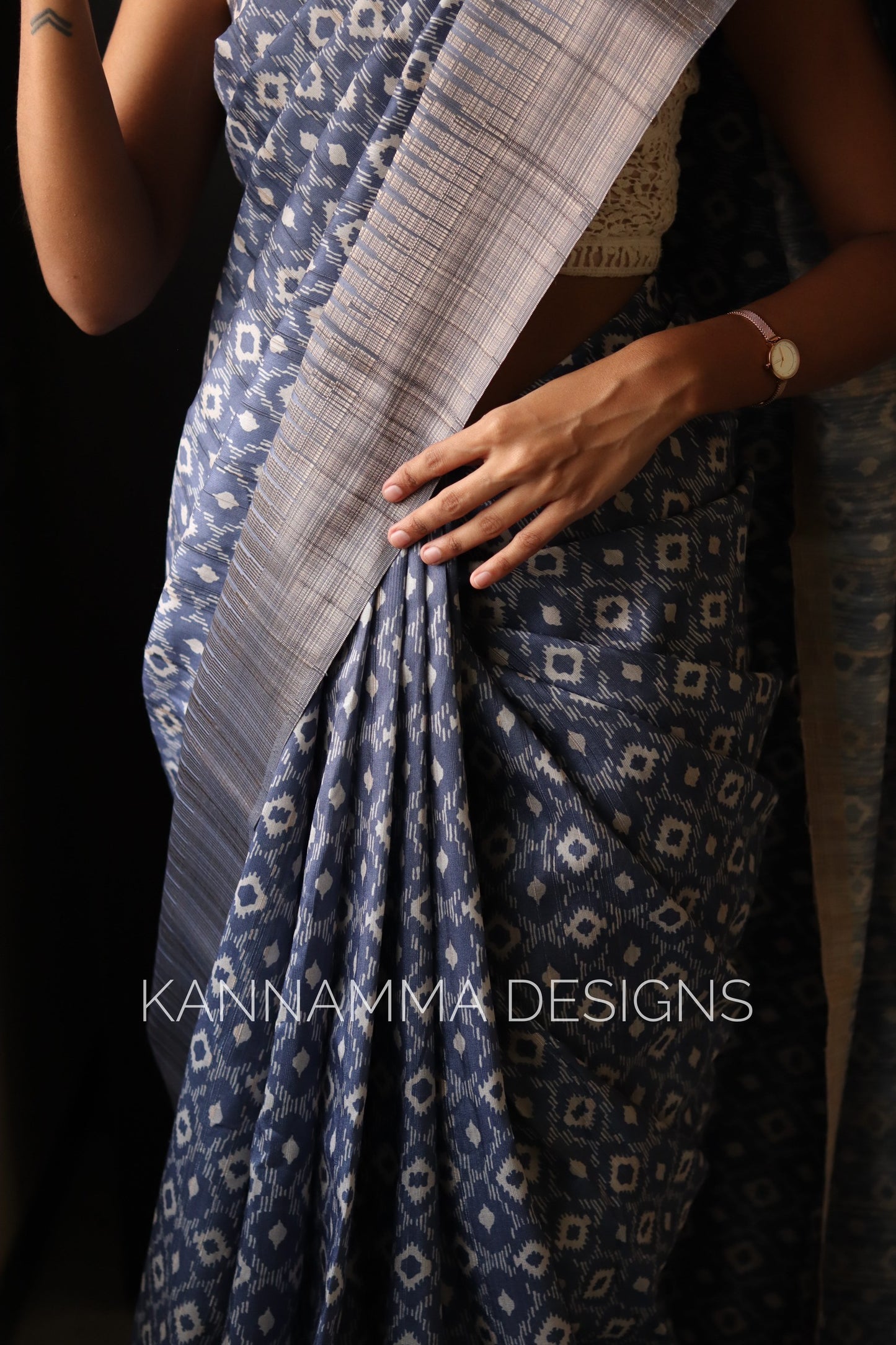 Semi Tussar saree -  Dusty Blue(KS299)